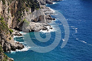 Gorgeous landscape of famous faraglioni rocks on Capri island, Italy.