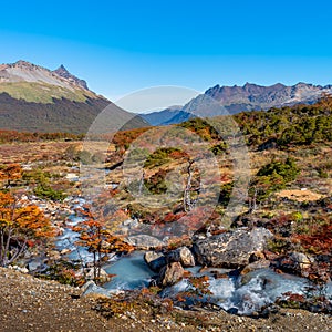 Gorgeous landscape of Patagonia`s Tierra del Fuego National Park