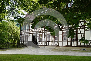 a gorgeous large timber-framed house in Blaubeuren in Germany on a beautiful spring day