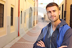 Gorgeous man looking at camera