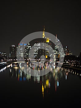 Gorgeous night view of Frankfurts skyline photo