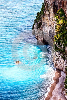 Gorgeous panorama with cliffs and the blue sea, Sorrento Coast, Italy, Europe