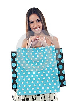 Gorgeous pretty girl holding shopping bags