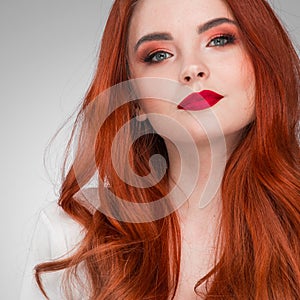 Gorgeous redhead model girl