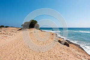 The gorgeous sandy beach of Issos in Corfu island, Greece