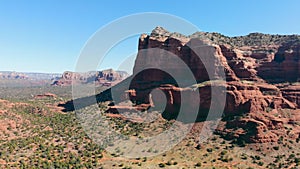 Gorgeous scenery of Red Rock scenic byway, Sedona Arizona. Aerial view from drone of amazing natural area of red rocks