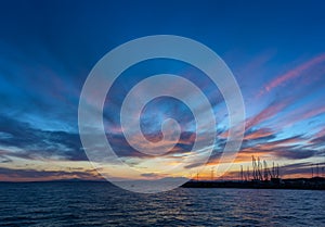 Gorgeous sea and sky colors in the dusk, Sithonia, Chalkidiki, Greece