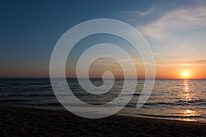 Gorgeous sea and sky colors in the dusk, Sithonia, Chalkidiki, Greece