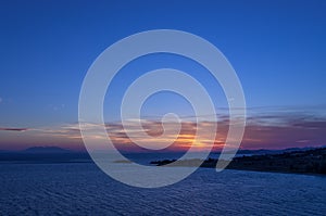 Gorgeous sea and sky colors in the dusk, Sithonia, Chalkidiki, Greece