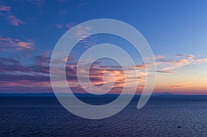 Gorgeous sea and sky colors in the dusk, Sithonia, Chalkidiki, Greece