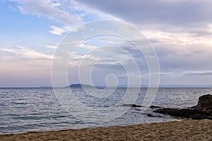 Gorgeous sea and sky colors in the dusk, Sithonia, Chalkidiki, Greece