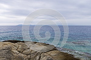 Gorgeous sea and sky colors in the dusk, Sithonia, Chalkidiki, Greece