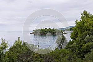 Gorgeous sea and sky colors in the dusk, Sithonia, Chalkidiki, Greece