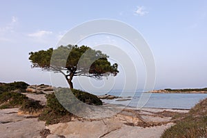 Gorgeous sea and sky colors in the dusk, Vourvourou, Chalkidiki, Greece