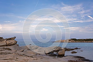 Gorgeous sea and sky colors in the dusk, Vourvourou, Chalkidiki, Greece