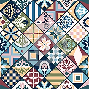 061_Gorgeous seamless patchwork pattern from colorful Moroccan