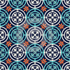 Gorgeous seamless pattern Moroccan, Portuguese tiles, Azulejo, ornaments. Can be used for wallpaper, pattern fills, web