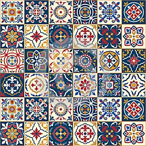 Gorgeous seamless pattern . Moroccan, Portuguese tiles, Azulejo, ornaments. photo