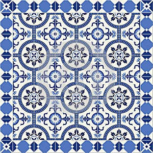 Gorgeous seamless pattern white Turkish, Moroccan, Portuguese tiles, Azulejo, ornament.