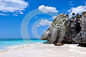 Gorgeous secluded Beach in Tulum Mexico photo