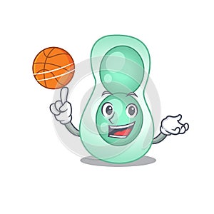 Gorgeous serratia marcescens mascot design style with basketball