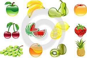 Gorgeous shiny fruit icon set