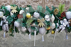 Gorgeous silver garland of Christmas decorations