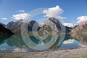 Gorgeous snow mountain and lake
