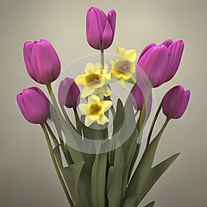 Gorgeous Spring Tulip Bouquet, Greeting Card