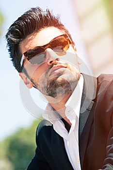 gorgeous stylish man. Sunglasses