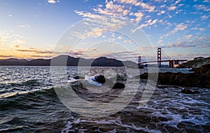 Gorgeous Sunset at the Golden Gate Bridge Pacific ocean views in San Francisco