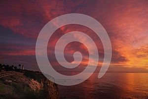 Gorgeous Sunset off Point Vicente on the Palos Verdes Peninsula, South Bay of Los Angeles County, California