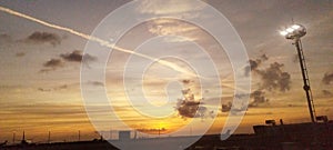 Gorgeous sunset orange and grey sky