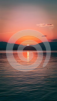 Gorgeous sunset over Lake Geneva, peaceful and serene atmosphere