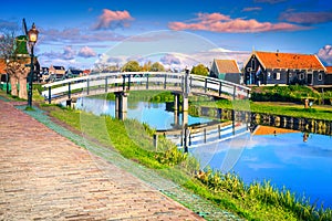 Gorgeous touristic village Zaanse Schans near Amsterdam, Netherlands, Europe