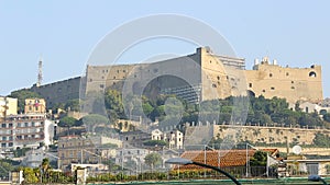 Gorgeous view on Castel Sant Elmo and embankment in Naples, tourism, sequence