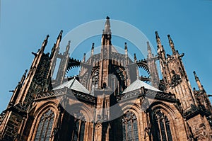 Gorgeous view of Gothic capel  cathedral , Monument of German Roman  Catholicism Neogothic architecture .the Catholic St. Vitus,