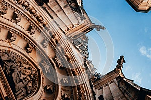 Gorgeous view of Gothic capel  cathedral , Monument of German Roman  Catholicism Neogothic architecture .the Catholic St. Vitus,