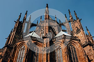 Gorgeous view of Gothic capel  cathedral , Monument of German Roman  Catholicism Neogothic architecture .the Catholic St. Vitus, photo