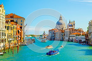 Gorgeous view of the Grand Canal and Basilica Santa Maria della Salute with interesting clouds, Venice, Italy...IMAGE