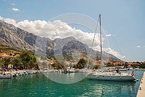 Gorgeous view of marina in dalmatian Baska Voda, Croatia