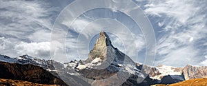 Gorgeous view of Matterhorn peak in Swiss Alps