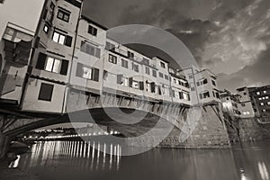 Gorgeous view of Old Bridge, Ponte Vecchio in Florence at sunset