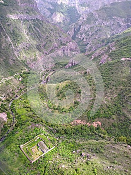 Gorgeous view of valley and vorotan river captured from tatev cablecar Armenia