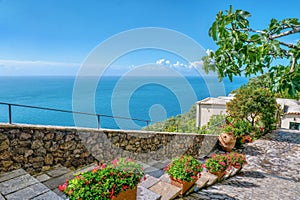 Gorgeous views of the sea from the Italian Amalfi Coast.