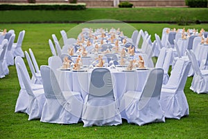 Gorgeous wedding chair and table setting for fine dining