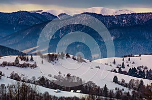 Gorgeous winter landscape in mountainous rural are