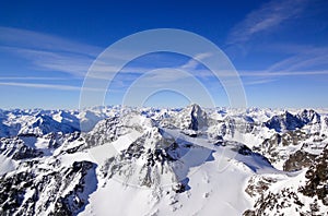 Gorgeous winter mountain landscape with the famous Piz Linard in the Swiss Alps