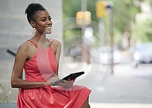 Gorgeous young african-americal business woman in summer