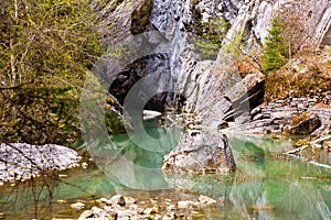 Gorges de la Jogne river canyon in Broc, Switzerland